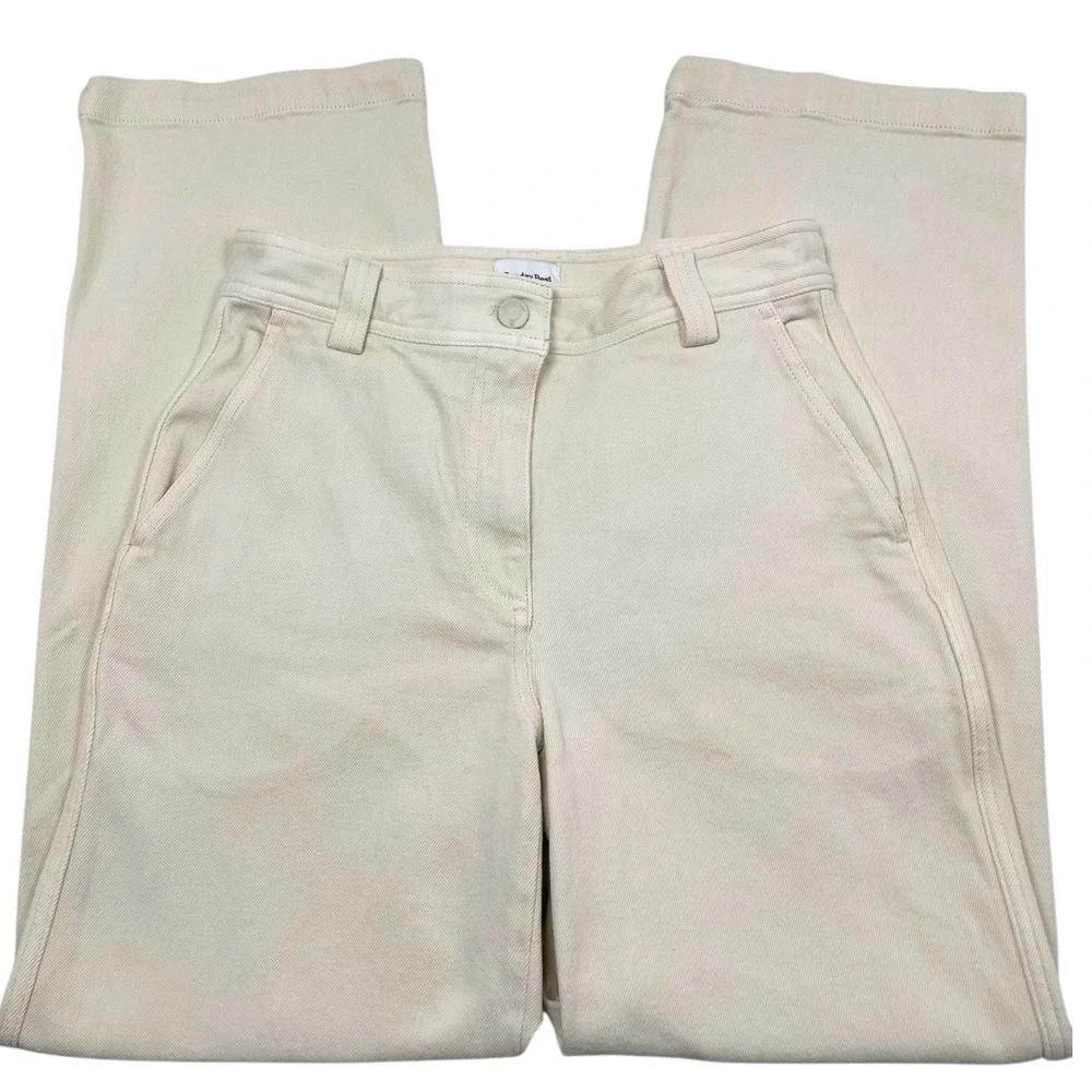 Sunday Best Aritzia Wide Leg Denim Jean‎ High Rise Cream Yellow Pants Size 4
